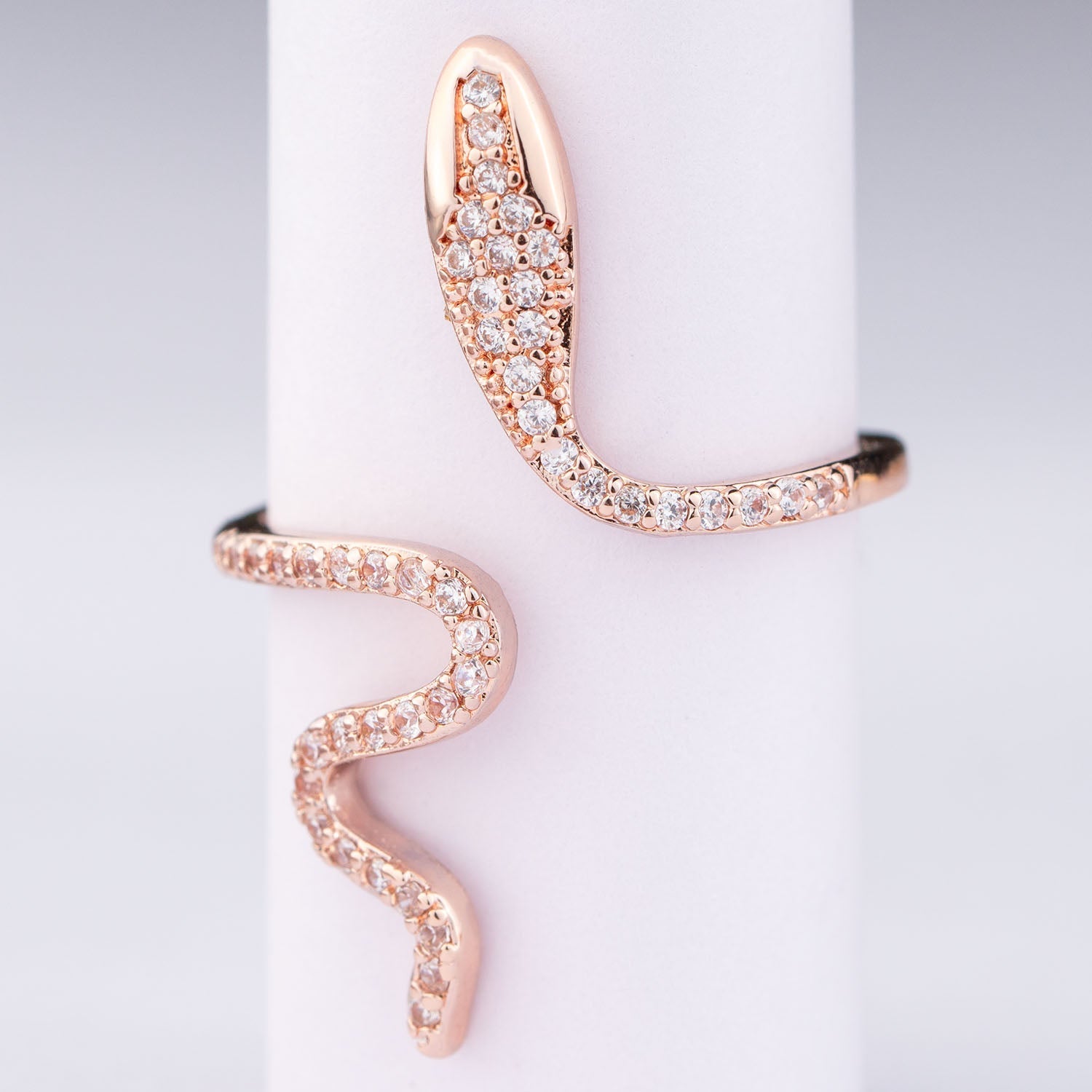 W Premium Jewellery Rose Gold Adjustable Diamond Snake Ring