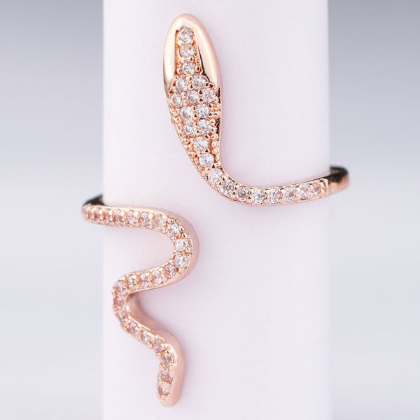 Rose Gold Adjustable Diamond Snake Ring