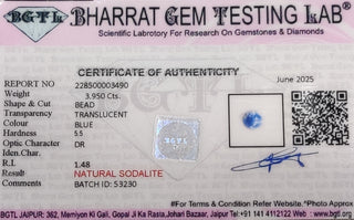 Sodalite lab certificate 4