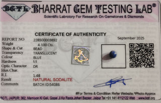Sodalite lab certificate 7