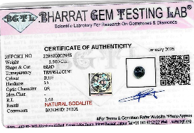 Sodalite lab certificate 1