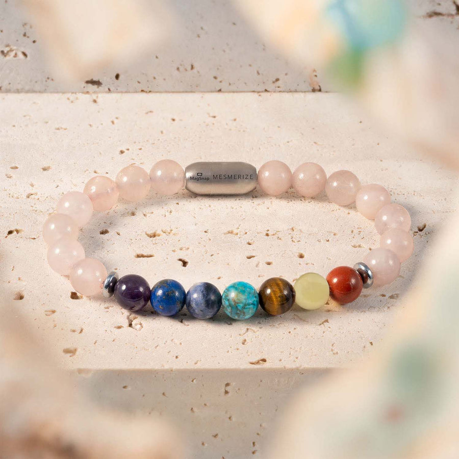 Solace Rose Quartz 7 Chakras Natural Stone Bracelet