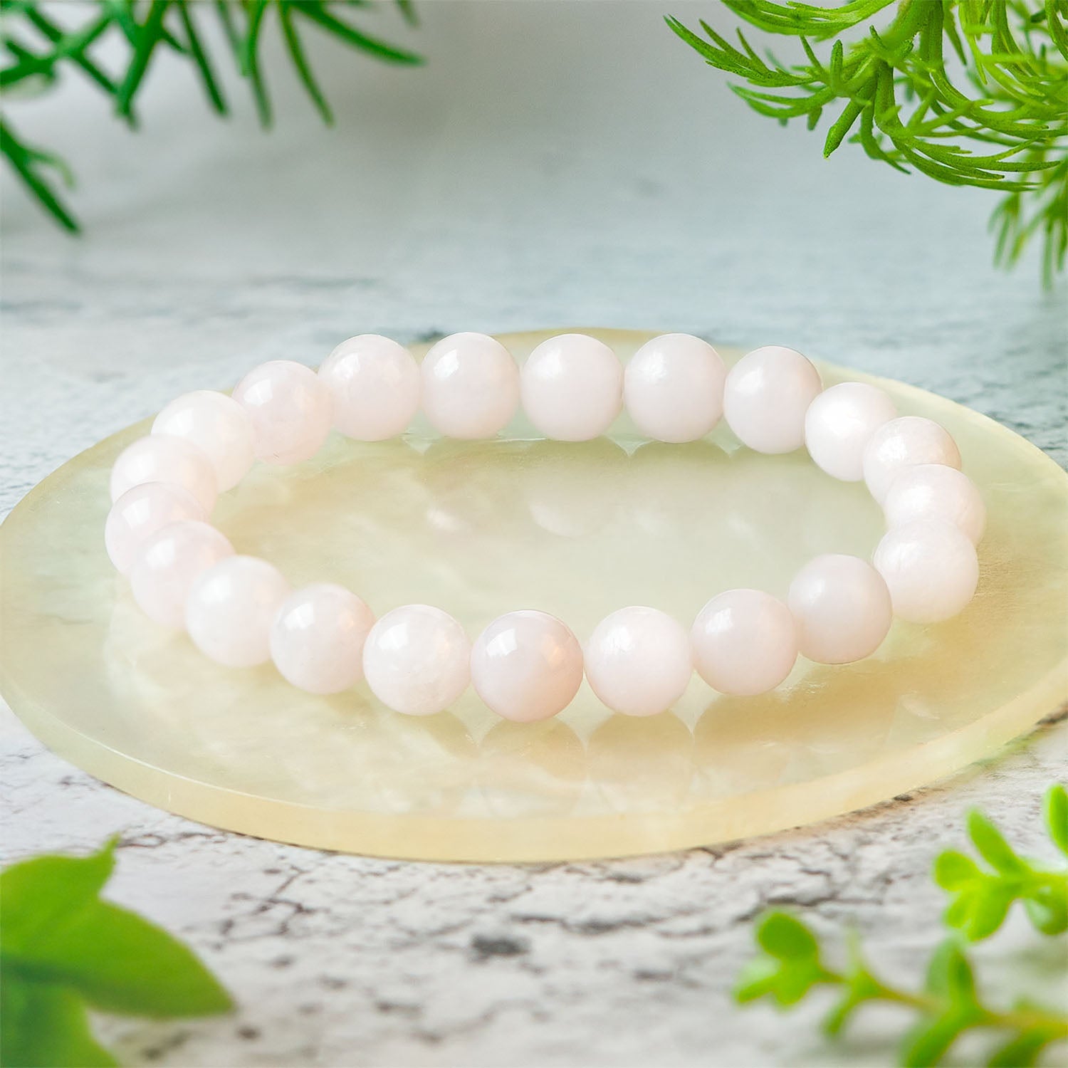 Solace Rose Quartz Natural Stone Elastic Bracelet