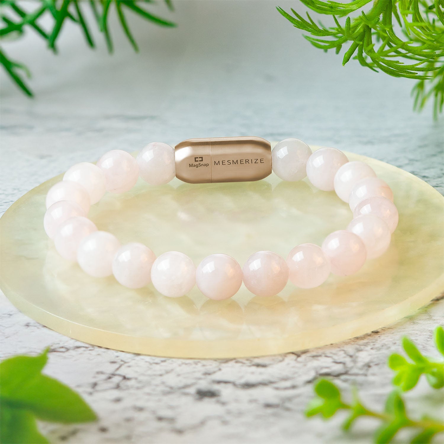 Solace Rose Quartz Natural Stone Bracelet with MagSnap