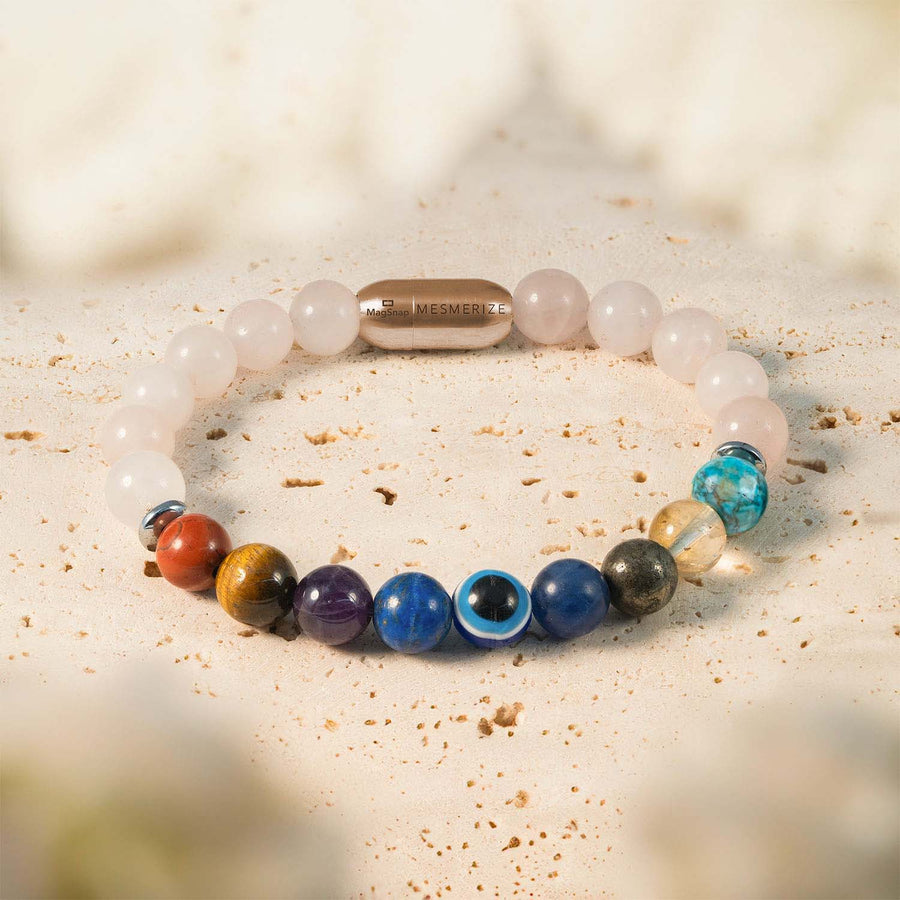 Solace Rose Quartz 9 Chakras Natural Stone Bracelet