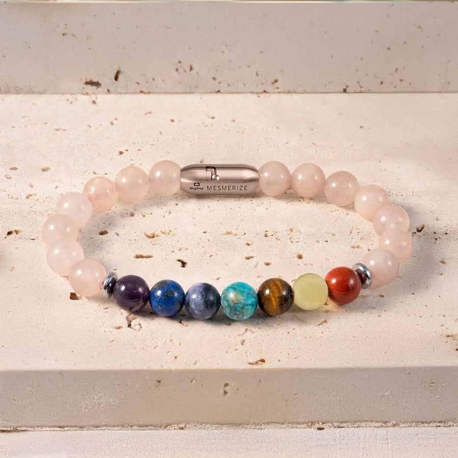 Solace Rose Quartz 7 Chakras Natural Stone Bracelet