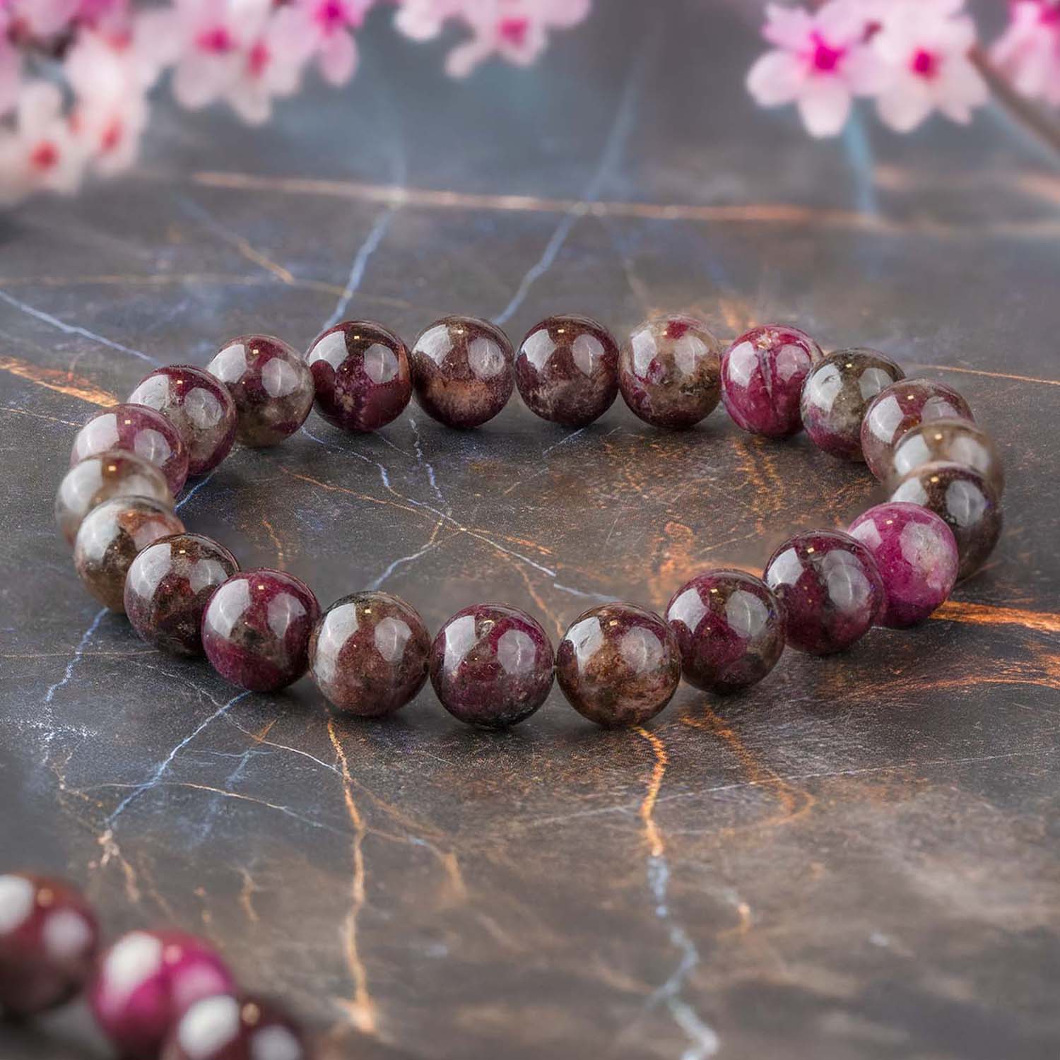 Soothing Pink Tourmaline Natural Stone Elastic Bracelet