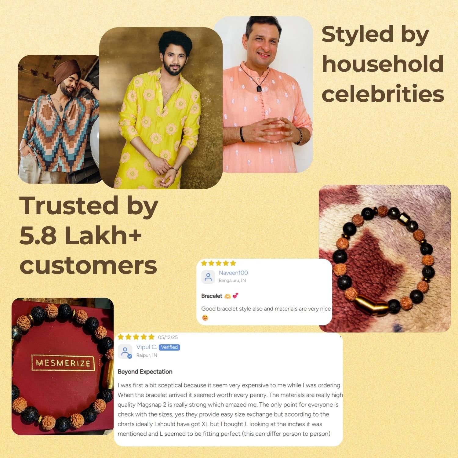 Spiritual Rudraksh Pyrite Trishul Elastic Bracelet