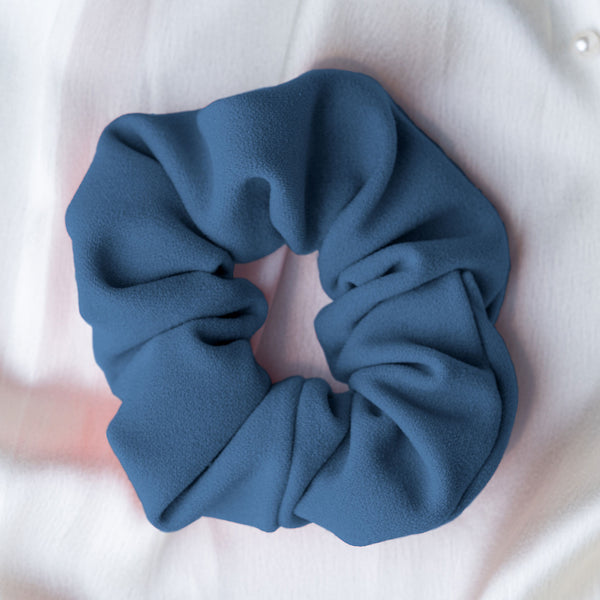 Steel Blue Regular Crepe Knit Scrunchie