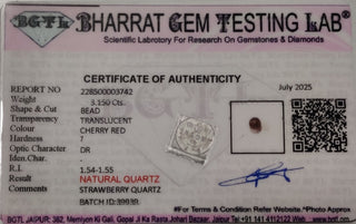 Strawberry Quartz lab certificate 5