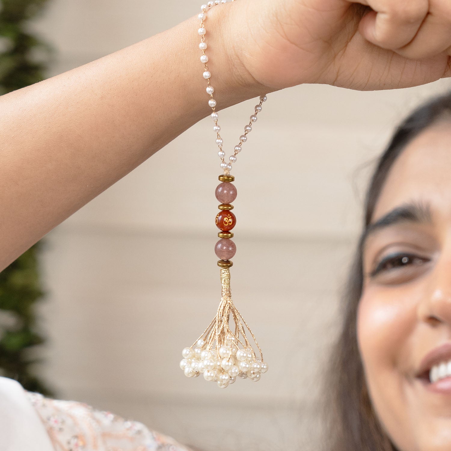 Harmony Strawberry Quartz Om Lumba Sister Rakhi