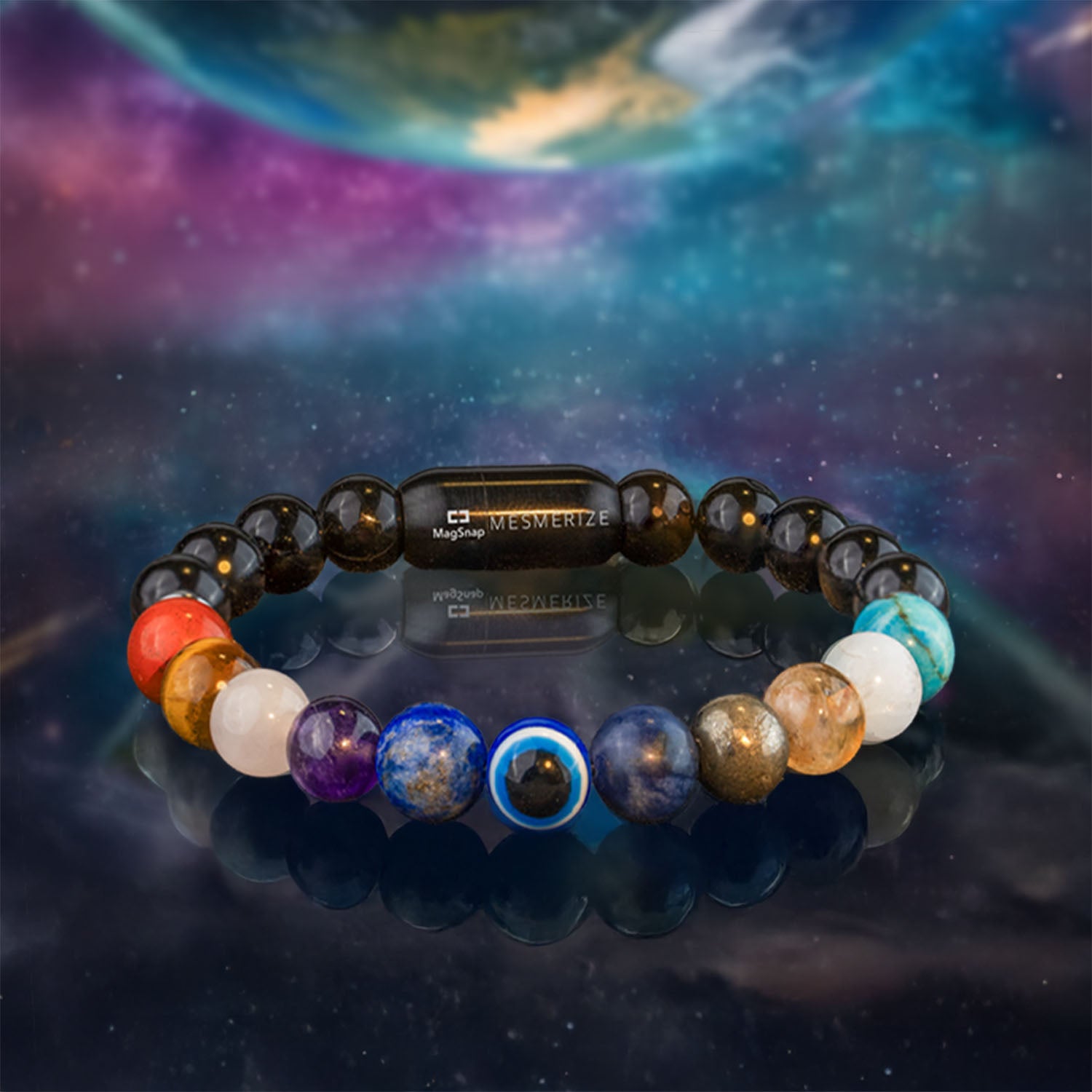 Strength Gloss Onyx 11 Chakra Natural Stone Bracelet with Magsnap 2