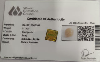 Sunstone lab certificate 8