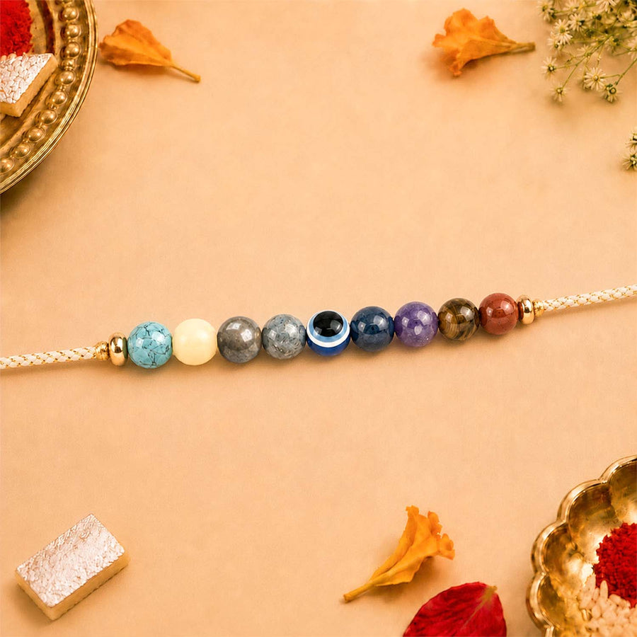 Super 9 Chakra Natural Stone Rakhi