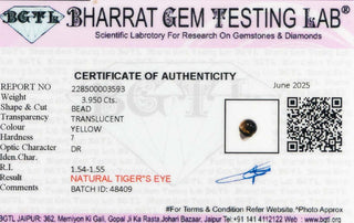 Tiger Eye lab certificate 5