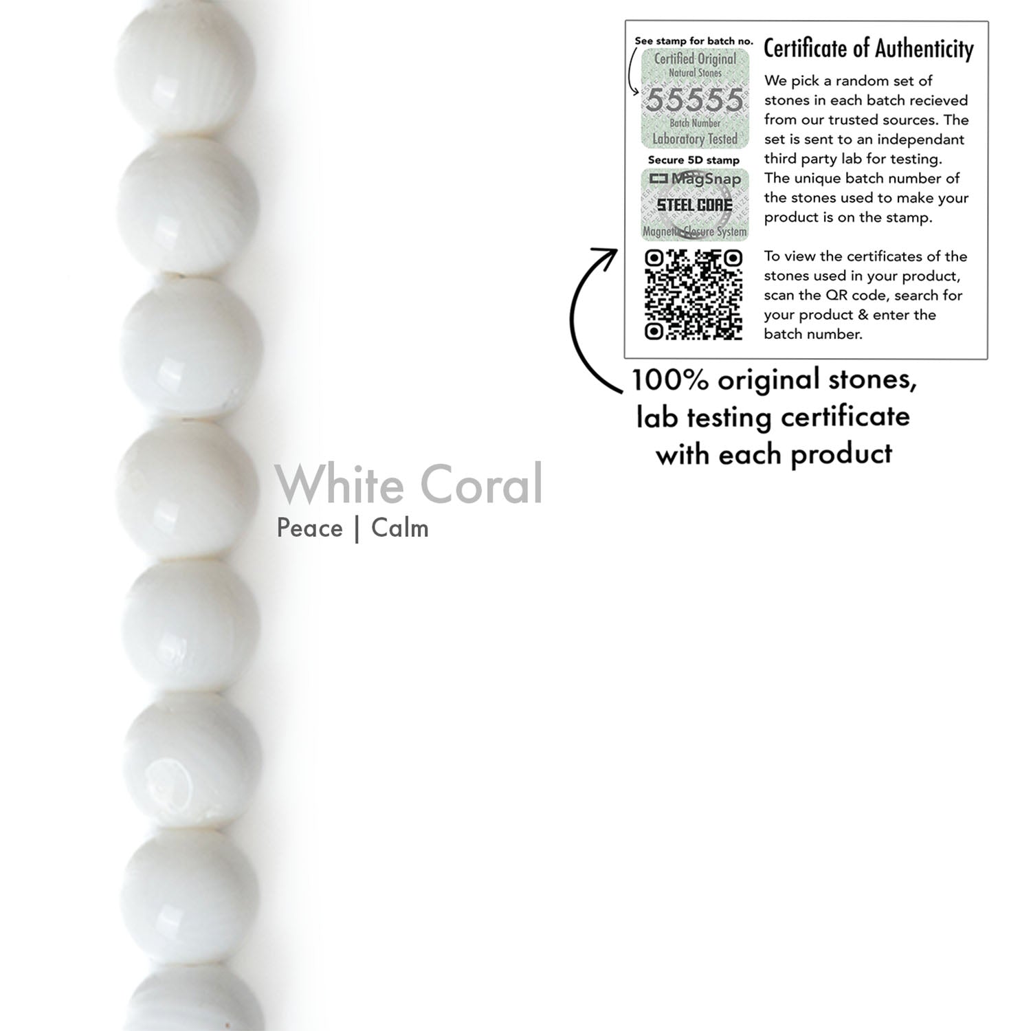 White Coral Bracelet with MagSnap 4 | Natural Stone