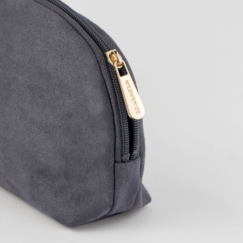 Frost Grey Suede Travel Pouch