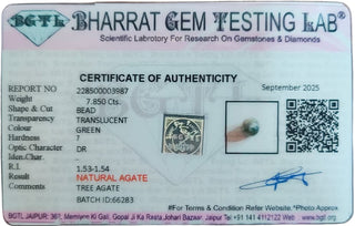 Tree Agate lab certificate 6