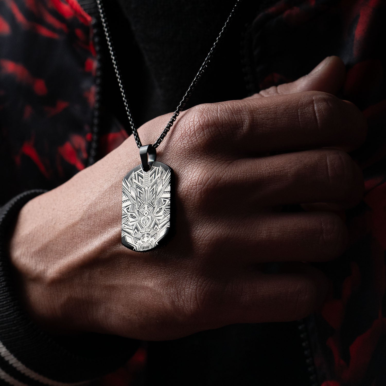 Tribal Dragon Dog Tag Necklace- Mesmerize India
