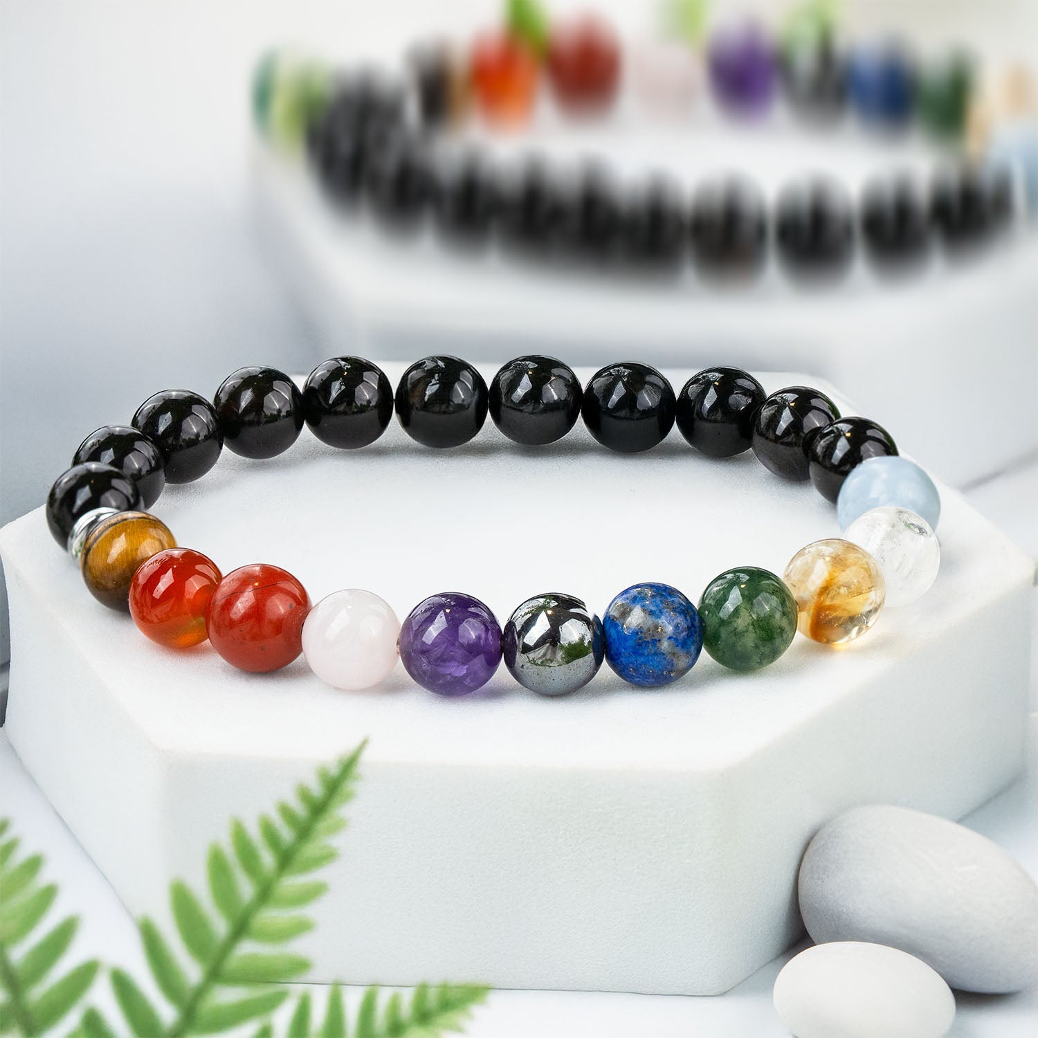 Ultimate 11 Chakra Natural Stone Elastic Bracelet