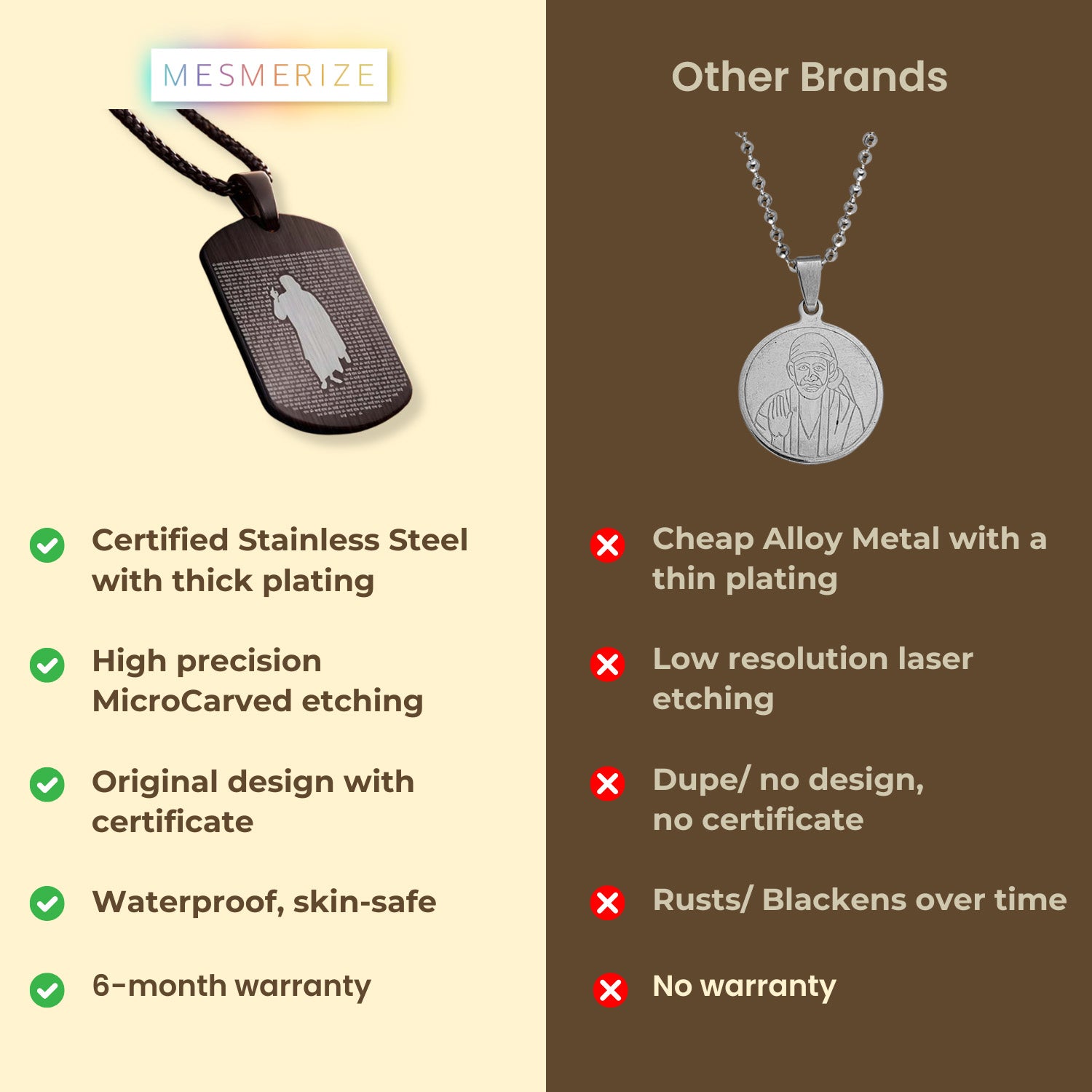 Om Sai Ram MicroCarved Tag Necklace Black