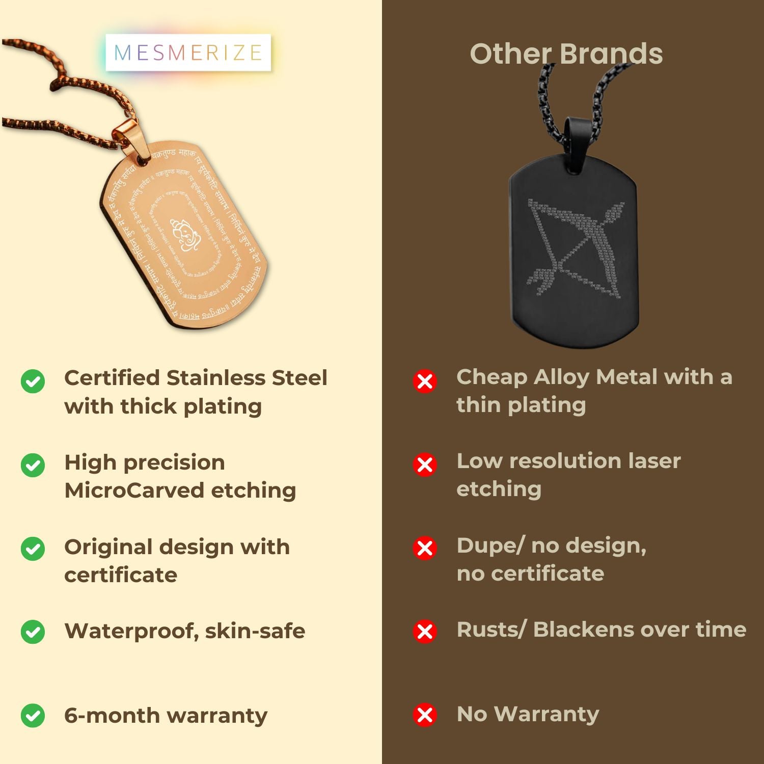 Devotional Ganpati Shloka Tag Necklace Gold