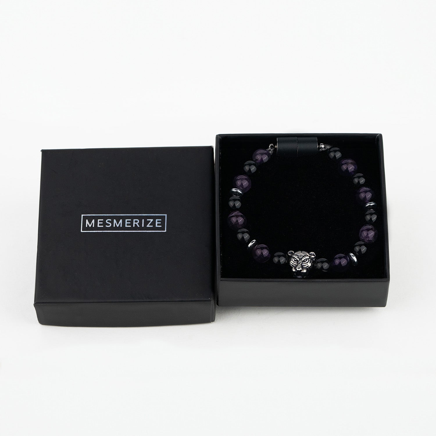 Natural Stone Jewellery Wellness Gloss Onyx and Amethyst Natural Stone Bracelet With Magsnap