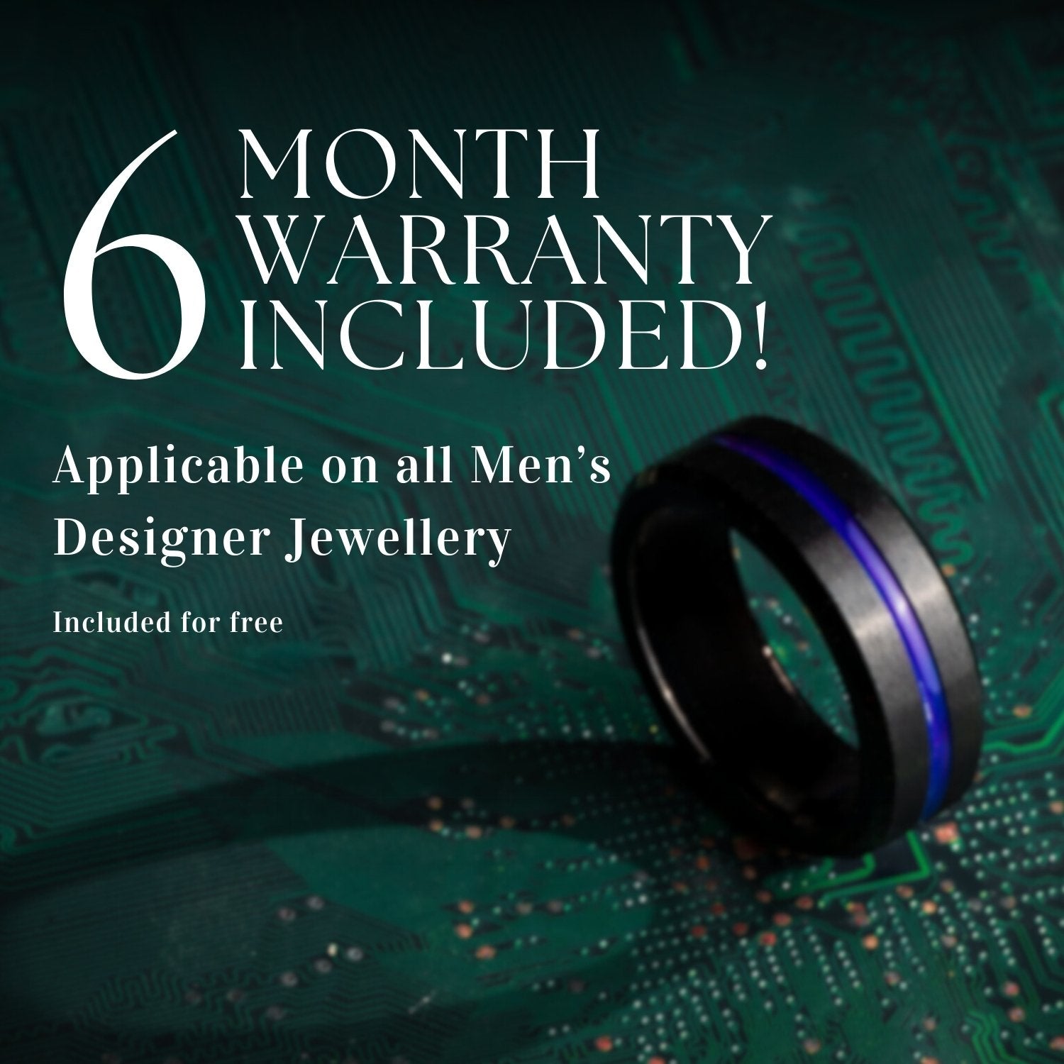 Gold Inlay Black Tungsten Carbide Band Ring