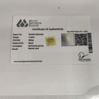 White Coral lab certificate 8