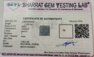 White Coral lab certificate 4