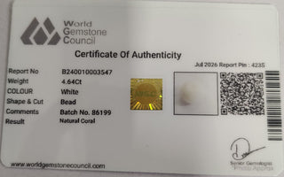 White Coral lab certificate 5