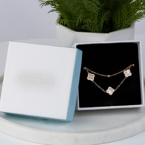 White Clover Rose Gold Layered Bracelet