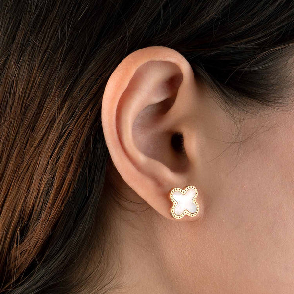 White Clover Stud Earrings