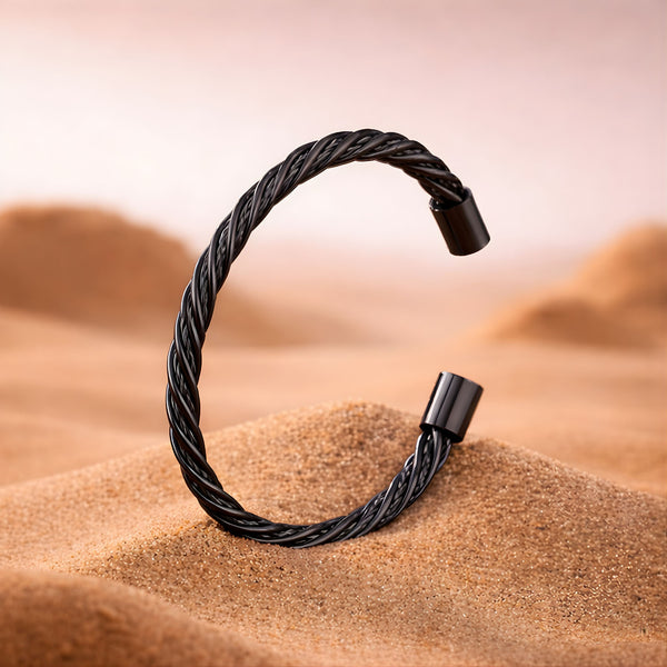 Wire Braided Cuff Bracelet Black