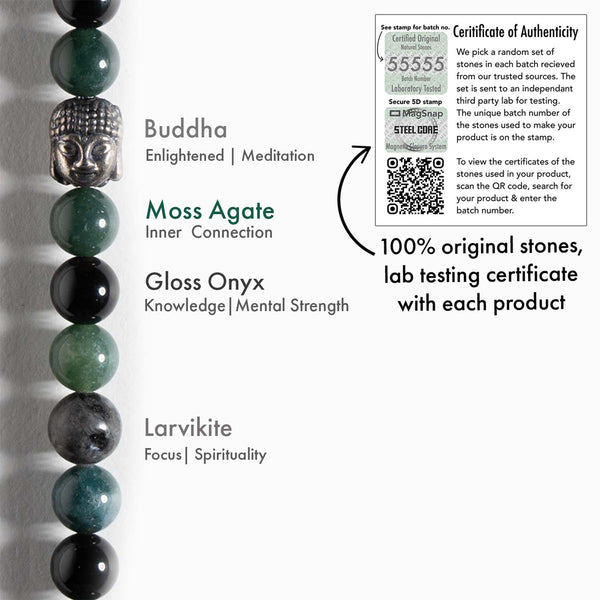 Zen Moss Agate Natural Stone Natural Stone Buddha Bracelet With Magsnap