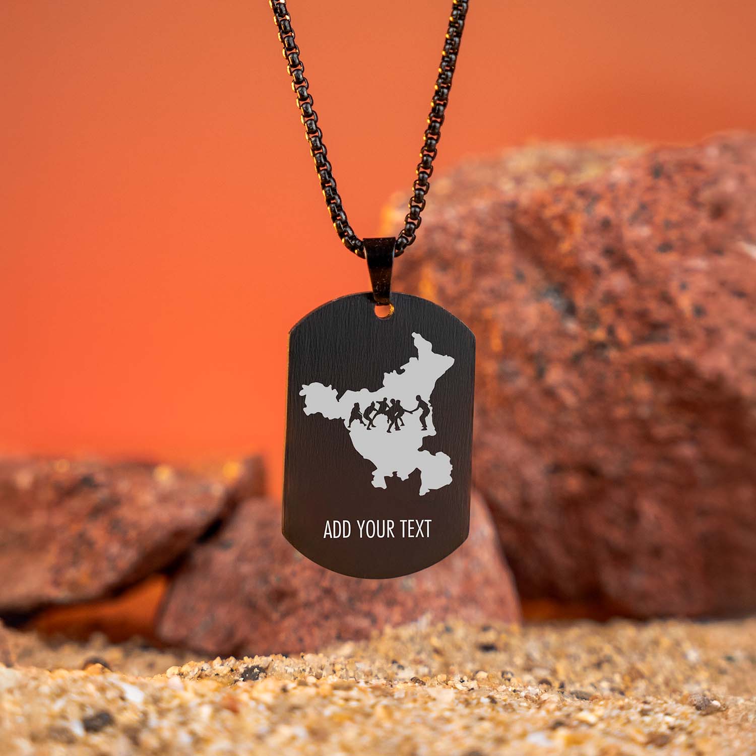 Personalised Haqq Se Haryanvi Black Tag Necklace