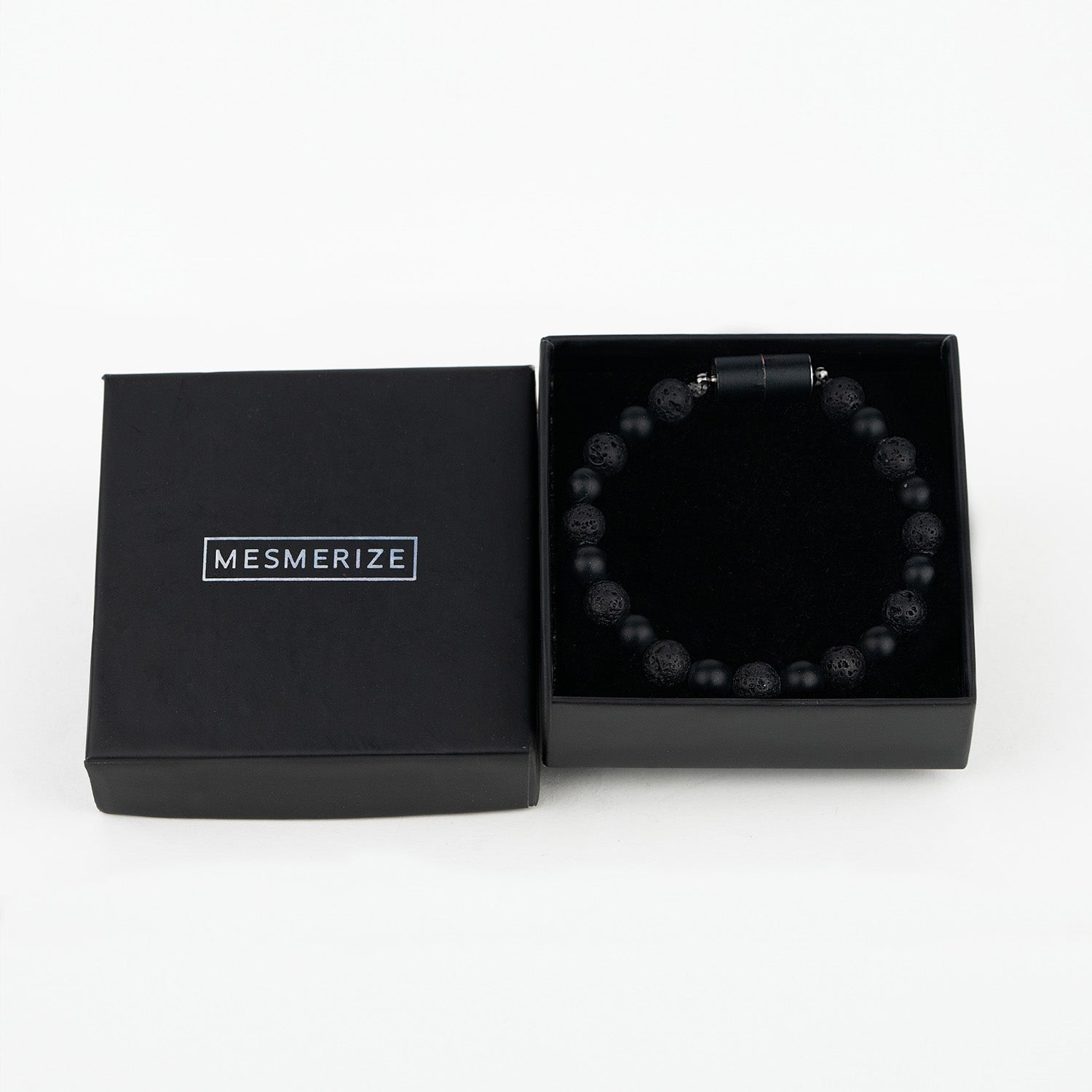 Natural Stone Jewellery Stealth Matte Black Onyx and Lava Natural Stone Bracelet with Magsnap