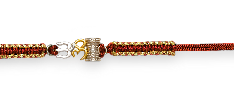 Om Trishul & Damru Pure Silver Plated Rakhi