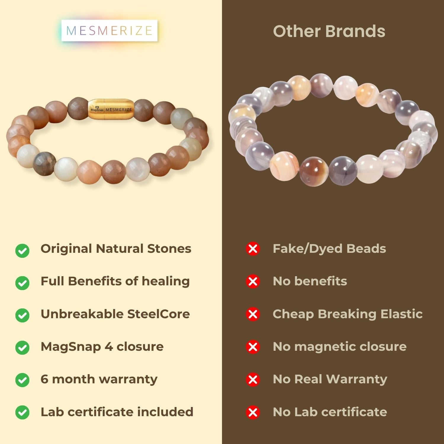 Calming Multi Moon Natural Stone Bracelet by Mesmerize