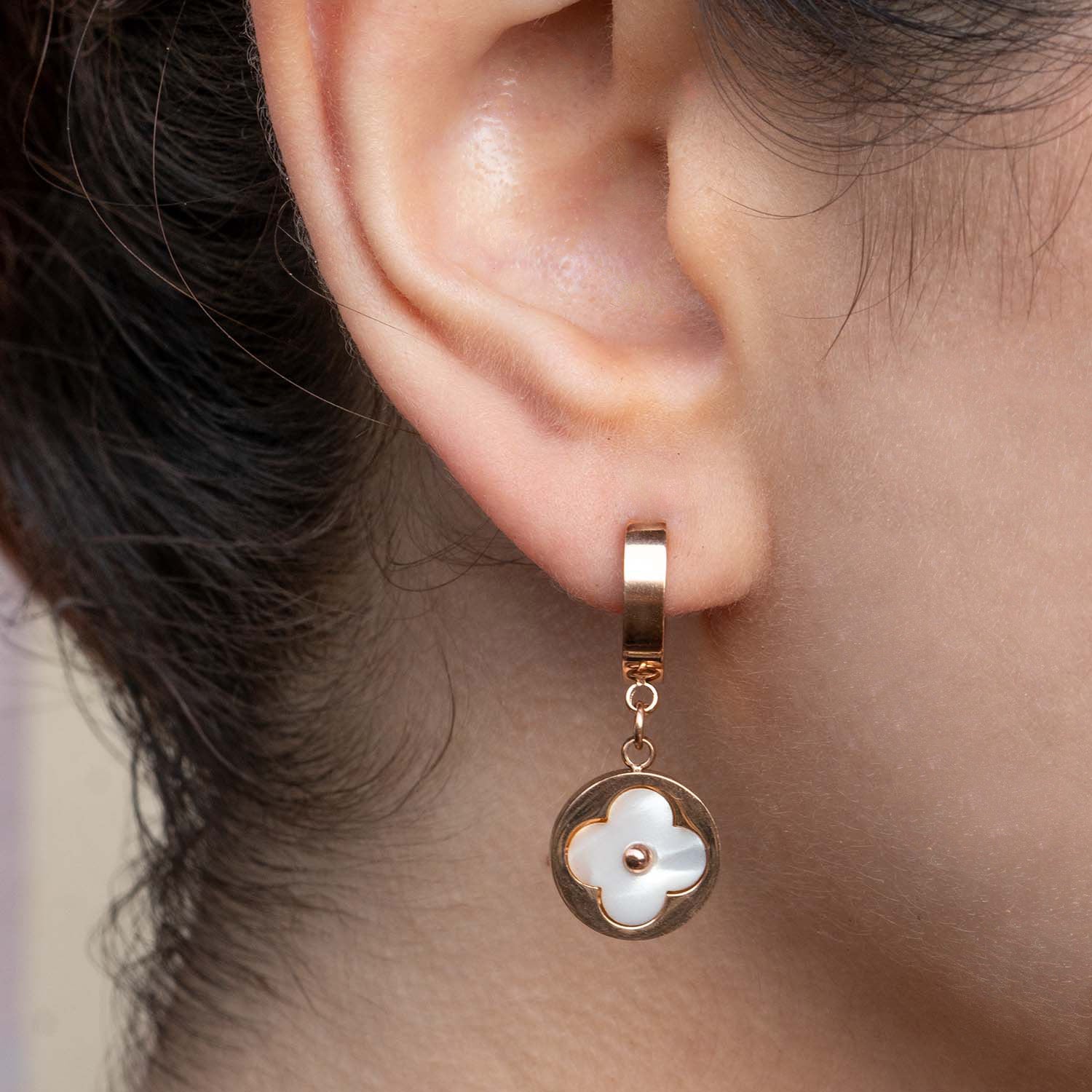 W Premium Jewellery Floral Mother of Pearl Dangler Earrings