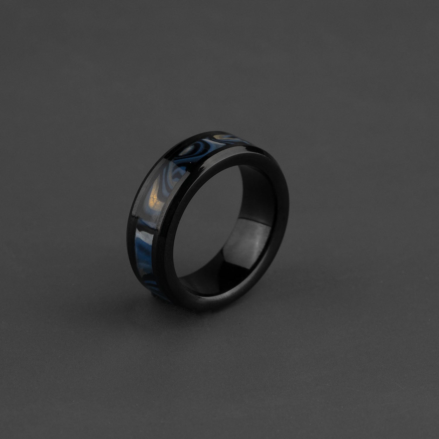 M Premium Jewellery Black Damascus Ring