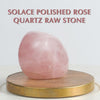 Solace Polished Rose Quartz Raw Stone With Mango Wood Coaster