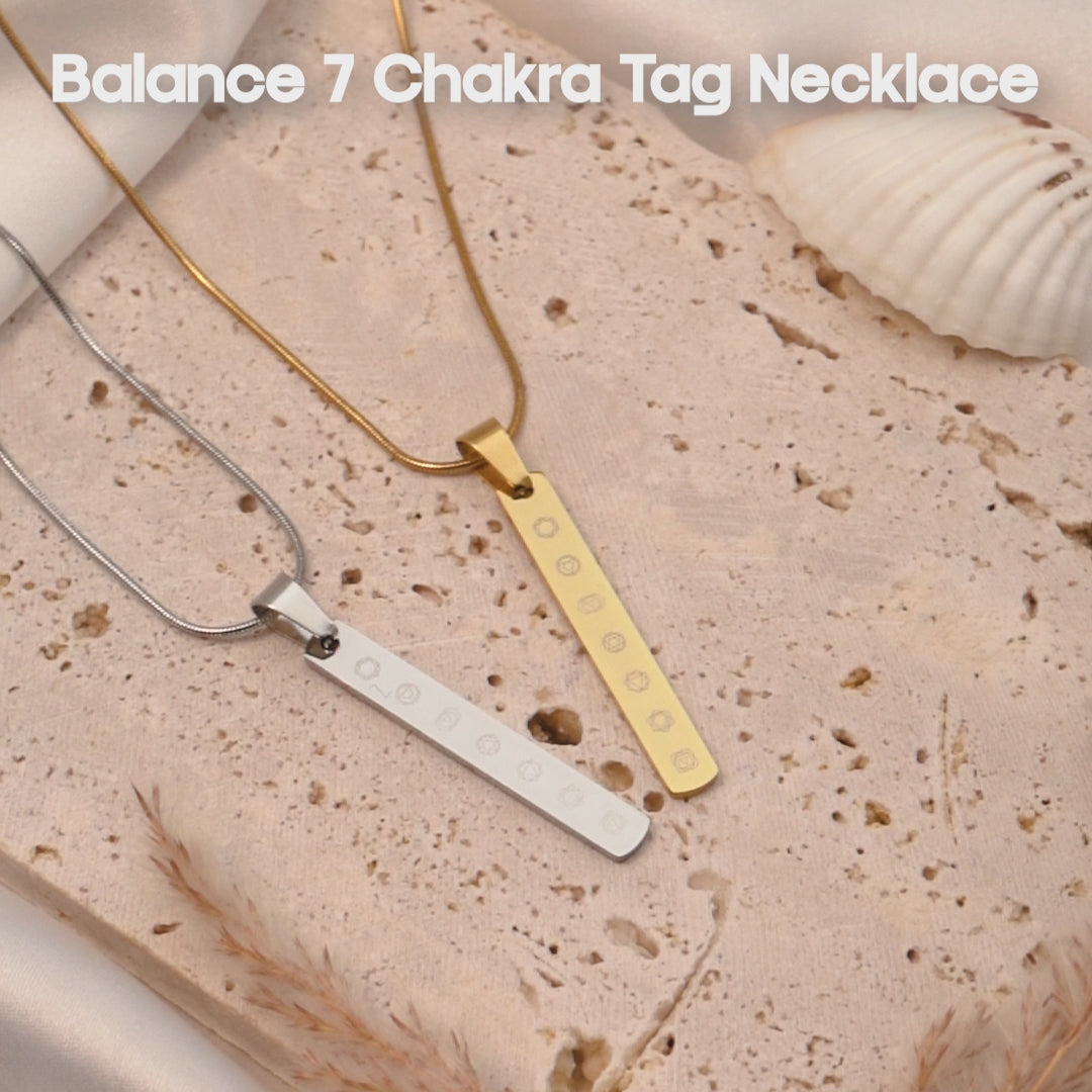 Balance 7 Chakra Tag Necklace Silver