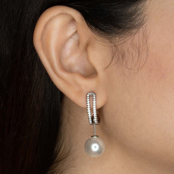 Silver 4 in 1 pearl earrings