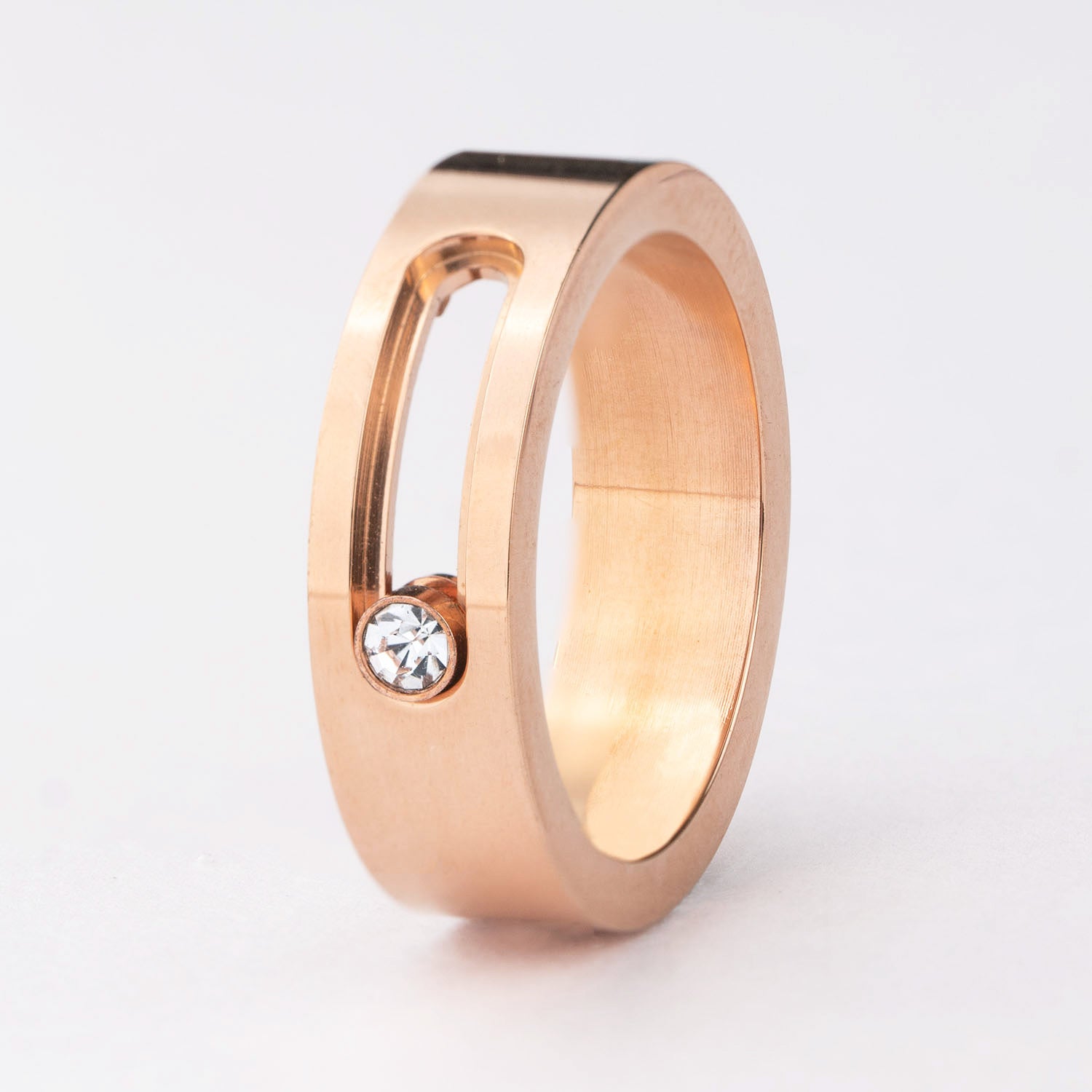 W Premium Jewellery Rose Gold Dancing Diamond Ring