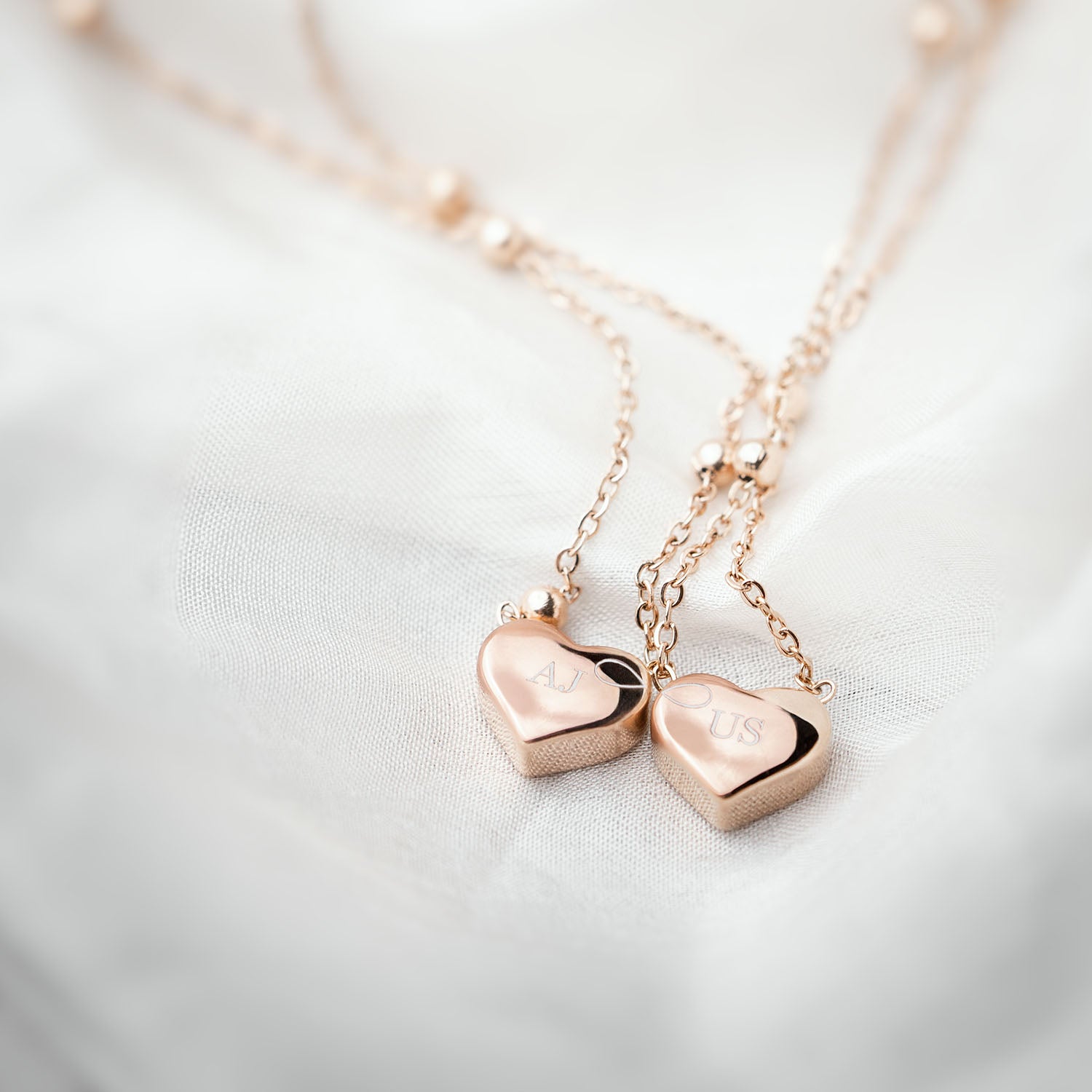 Personalised Paris Heart Besties Pair Necklace