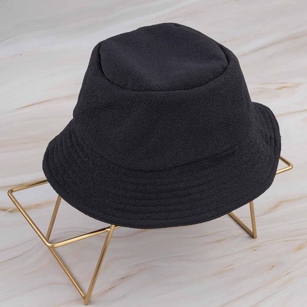 Jet Black Knitted Bucket Hat