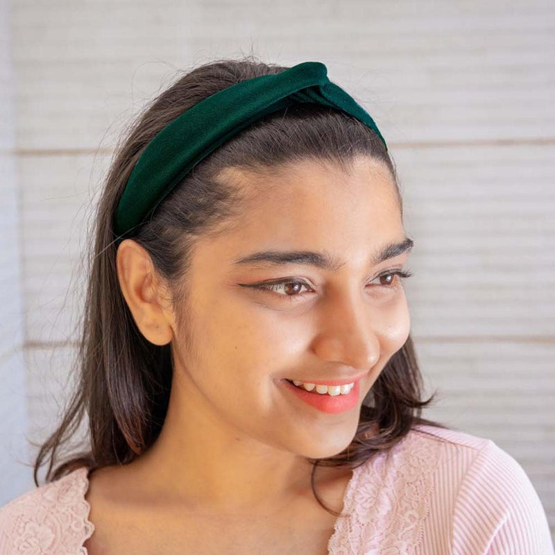 Forest Green Elastic Crepe Knit Hairband
