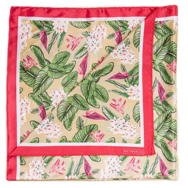Tropical Print Satin Square Scarf
