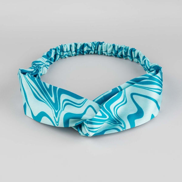 Blue Splash Elastic Satin Hairband